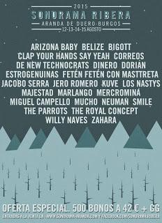 Sonorama Ribera 2015: Dorian, Marlango, Miguel Campello, Arizona Baby, Dinero, Jero Romero, Zahara, Mercromina...