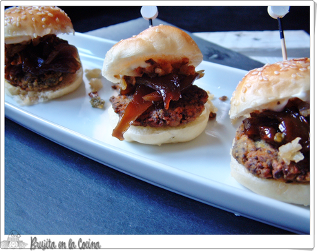 Miniburguer de lentejas y boletus caramelizado