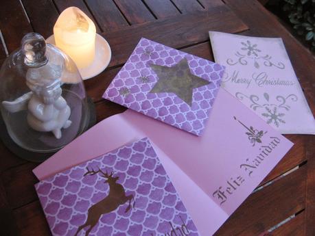 Tarjetas navideñas con stencils navideños Tarjetas navideñas con stencils navideños