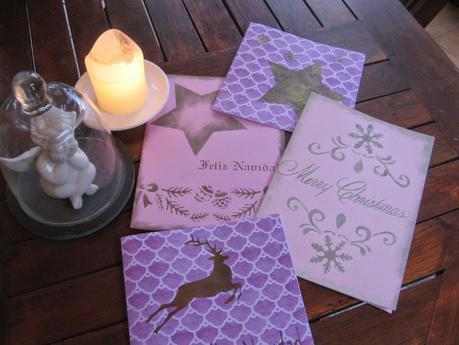 Tarjetas navideñas con stencils navideños Tarjetas navideñas con stencils navideños