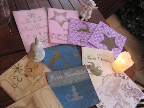 Tarjetas navideñas con stencils navideños