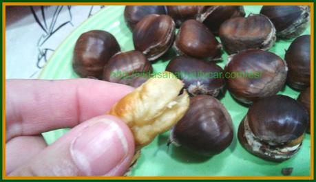 Boniatos asados y castañas asadas