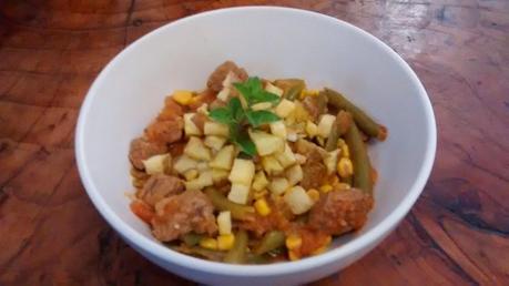 Tomaticán (mi versión) con papitas fritas. Tomaticán (mi versión) con papitas fritas.