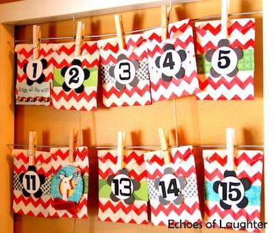 calendario de adviento hecho con bolsas