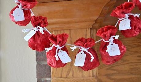 Calendarios adviento con mini-sacos de Papá Noel