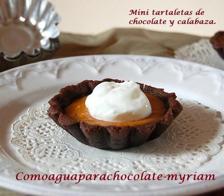 MINI TARTALETAS DE CHOCOLATE Y CALABAZA.