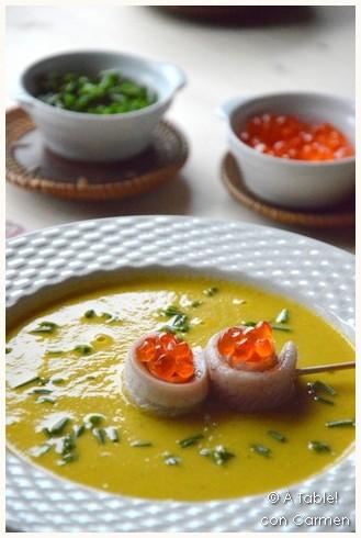 Crema de Puerro y Apio con Anguila Ahumada