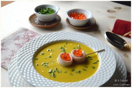 Crema de Puerro y Apio con Anguila Ahumada