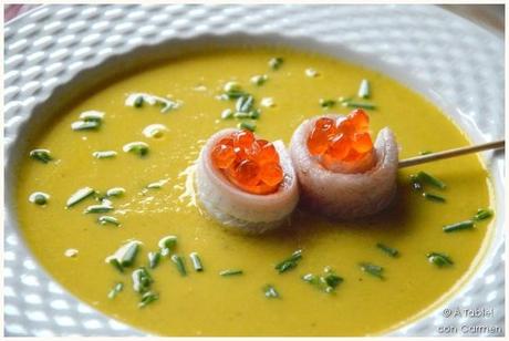 Crema de Puerro y Apio con Anguila Ahumada