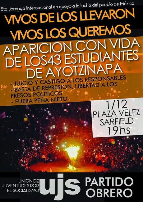 5ta. Jornada Internacional por Ayotzinapa: NOS MOVILIZAMOS EN APOYO A LA LUCHA DEL PUEBLO DE MEXICO