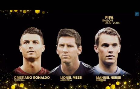 Finalistas del Balón de Oro de 2014: Cristiano, Messi y Neuer