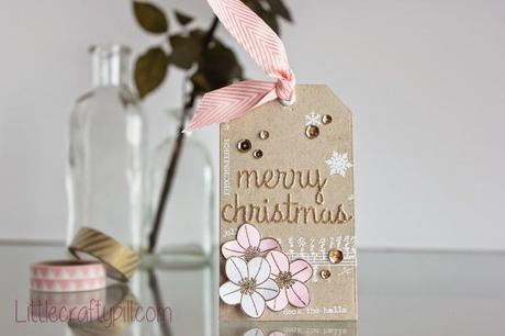 Pink and gold Christmas tag