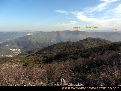 Ruta Baiña, Magarrón, Bustiello, Castiello. Vista del Escobín y Peña Mayor desde el Pico Magarrón