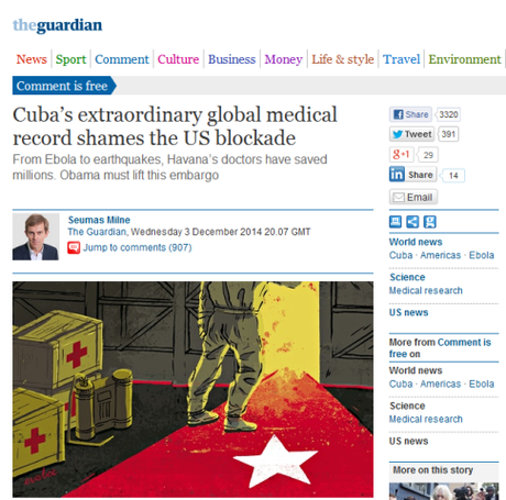 The Guardian da coscorrón a Washington por el bloqueo y exalta labor de Cuba ante el ébola