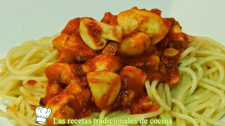 Espaguetis con champiñones