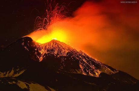 Volcano erupting, Etna in Sicily Dec 29 2013