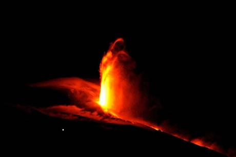 Jan 2009 Etna erupting