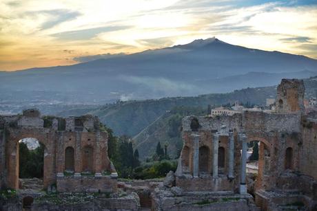 Mount Etna and Greek theater in November 2013