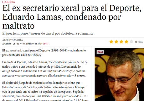 La Asociación Ve-la-luz pide que aparten del deporte a Jacinto Artigas y Eduardo Lamas, condenados por maltrato a sus parejas La Asociación Ve-la-luz pide que aparten del deporte a Jacinto Artigas y Eduardo Lamas, condenados por maltrato a sus parejas