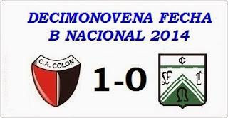 Colón:1 - Ferro:0 (Fecha 19°)
