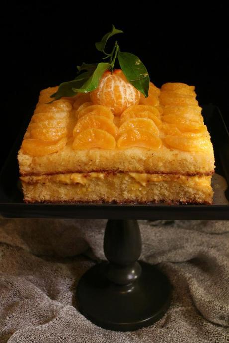 Bizcocho de mandarina con curd de limón y mandarina