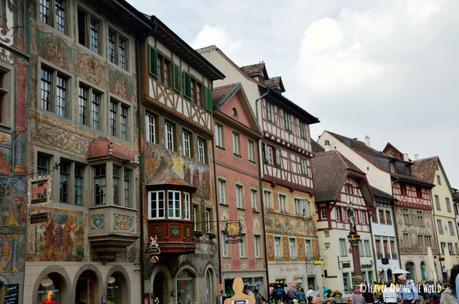 Fachadas de las casas de Stein am Rhein en Suiza