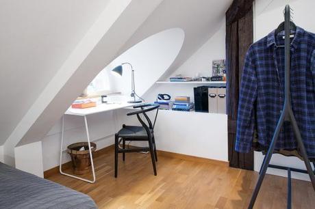 vigas en el techo ventanas tragaluces Paredes de ladrillo visto estilo nórdico escandinavo dúplex nórdico distribución decoración que mezcla decoración moderna nordica cocinas modernas cocinas blancas acero inoxidable blog estilo nórdico 