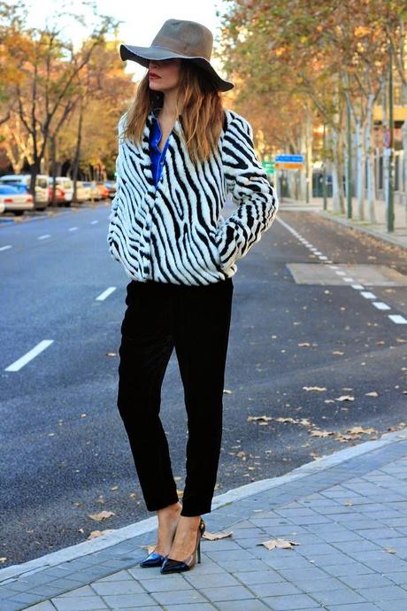 abrigo de pelo bicolor