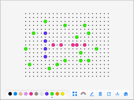 Algunas apps para momentos de ocio PInsaic permite construir figuras con pinchitos virtuales, de manera creativa o imitando dibujos previos.