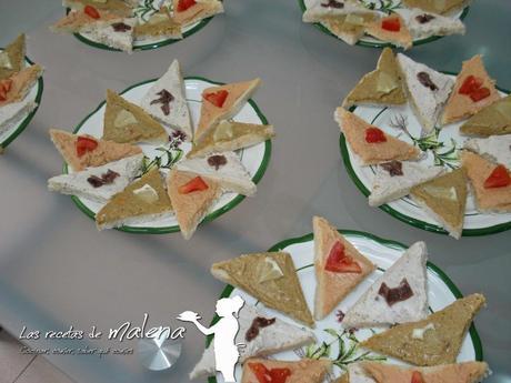 canapés de anchoa, bonito y marisco