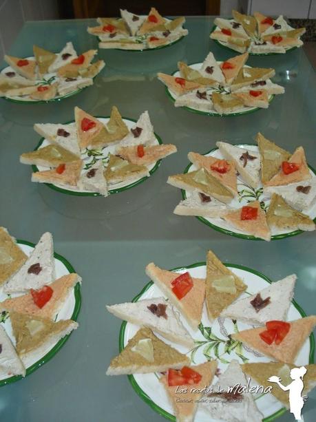 canapés de anchoa, bonito y marisco