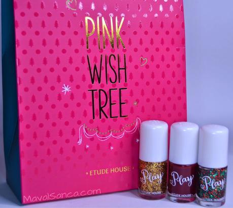 Pink Wish Tree de ETUDE HOUSE: trío de esmaltes de uñas muy navideños