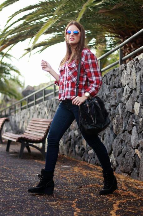 Blue jeans, plaid shirt