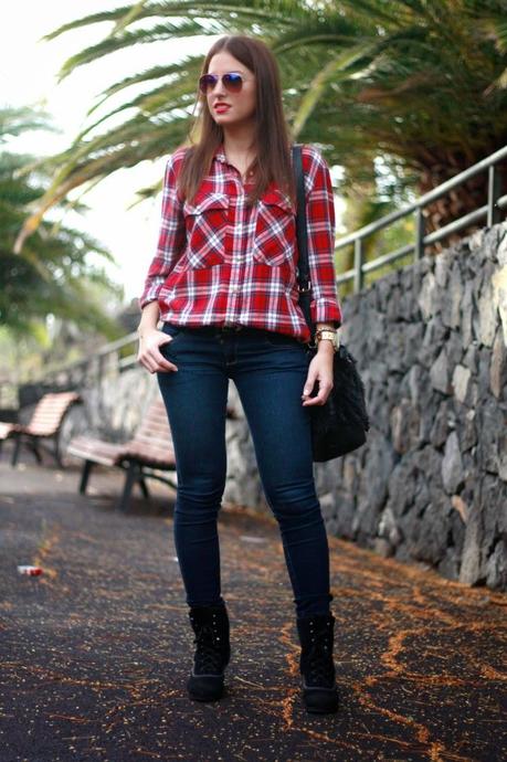 Blue jeans, plaid shirt