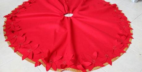 Como hacer un pie o falda de árbol navideño sin usar máquina de coser.