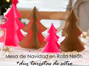 Mesa navidad rosa neon tarjeta sitio