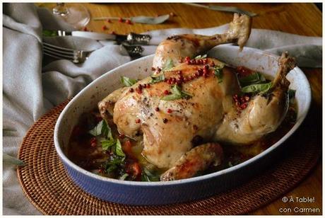 Pollo Asado con Salvia y Pimienta Rosa