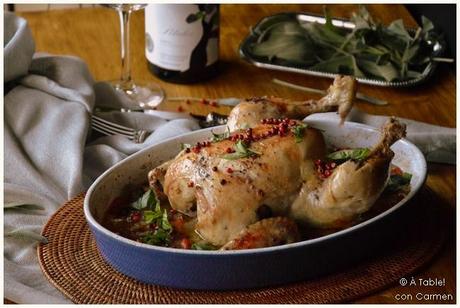 Pollo Asado con Salvia y Pimienta Rosa