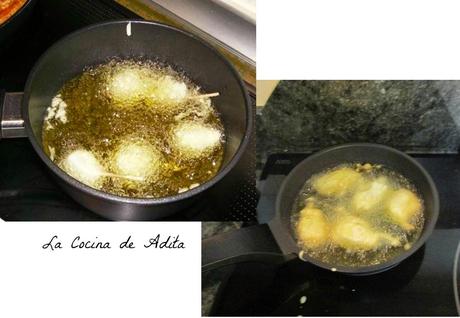 Cucharillas, con  pisto manchego , y bacalao con pimientos en tempura