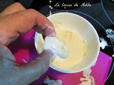 Cucharillas, con  pisto manchego , y bacalao con pimientos en tempura