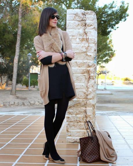 Negro + Camel + Estola de pelo