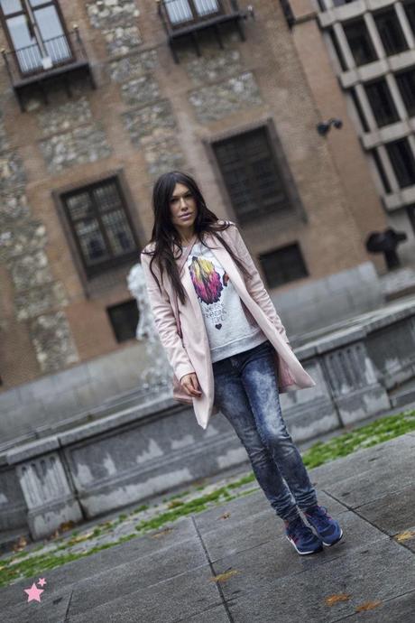 street style barbara crespo pink she inside she insider coat pepe jeans adidas sneakers fashion blogger outfit blog de moda 