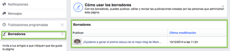 ver borradores facebook