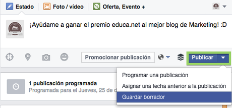 borrador publicacion facebook