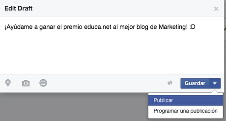 publicar borrador facebook