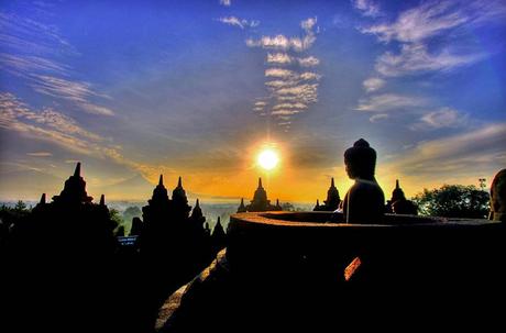 Sunrise at Borobudur temple