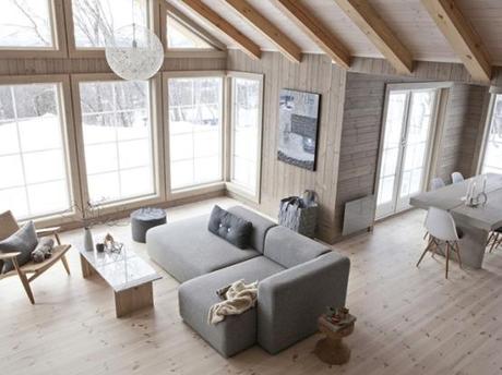 suelo y techo de madera fotos muebles de diseño nórdico estilo nórdico invierno decoración diseño de interiores nórdicos decoración casas de madera casas nórdicas de campo deco casas con grandes ventanales casa noruega de madera decoración blog decoración nordica escandinava 