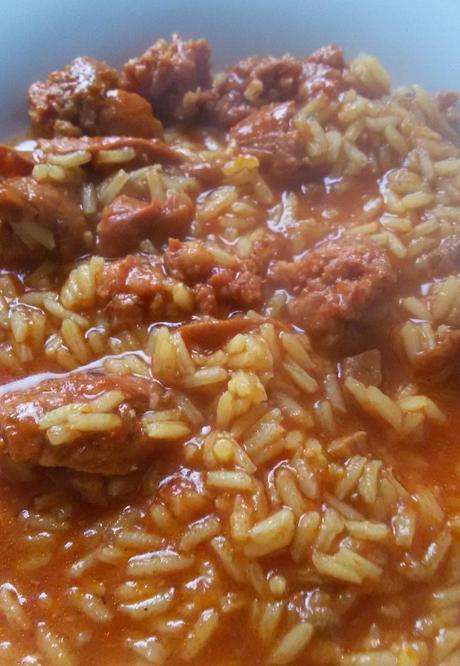 Arroz caldoso con chorizo.