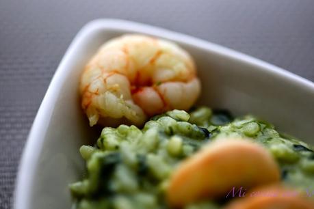 RISOTTO DE ESPINACAS Y GAMBAS (THERMOMIX Y TRADICIONAL):