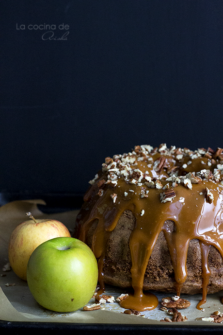Apple pecan bundt cake with caramel glaze #BundtBakers